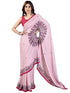 Vasthrlay Printed Kaftan Freehand Pink Women's Satin Saree With Unstitched Blouse Piece