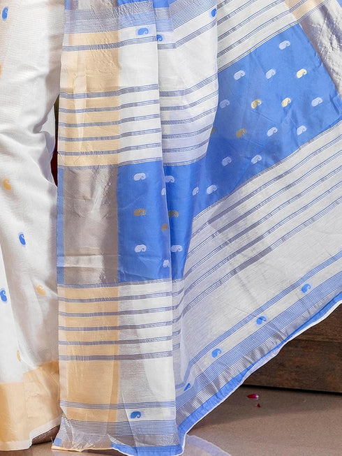 Vasthrlay Weaving White1 White Saree