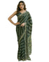 Vasthrlay Georgette Bandhani Green Saree With Unstitched Blouse Piece