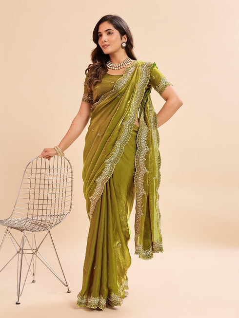 Vasthrlay Embellished Chiffon Embroidered