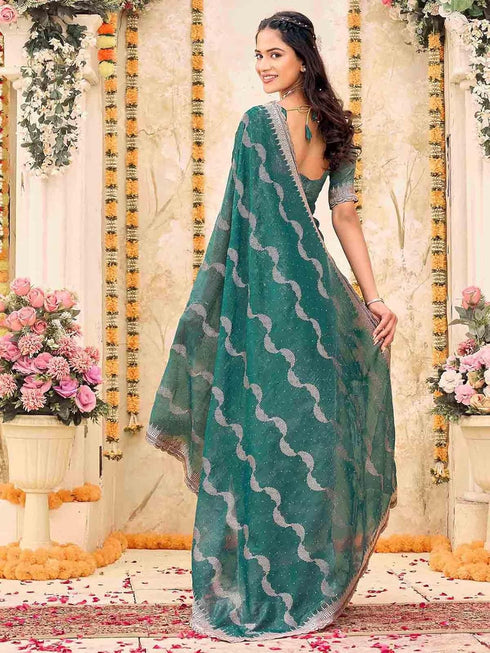 Vasthrlay Scalloped Embroidery Mustard Mustard Yellow Saree
