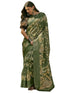 Vasthrlay Shimmer Printed Unstitched Lime Green Saree