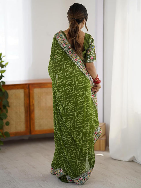 Vasthrlay Georgette Embroidery Mustard Mustard Yellow Saree