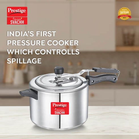 Prestige Nakshatra Plus Svachh Aluminium Spillage Control Pressure Cooker 6.5 L Silver