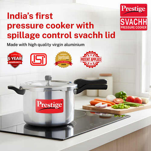 Prestige Svachh Aluminium Anti Bulge Gas And Induction Compatible Pressure Cooker 7.5 L Silver