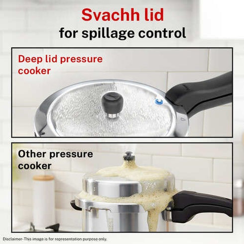 Prestige Svachh Aluminium Anti Bulge Gas And Induction Compatible Pressure Cooker 5 L Combo