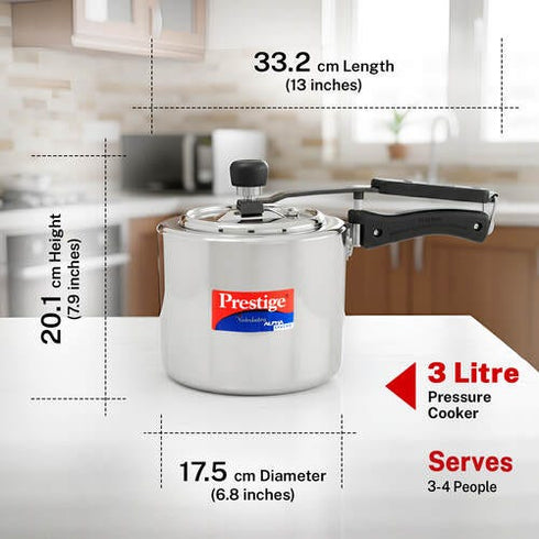 Prestige Nakshatra Alpha Svachh Stainless Steel Spillage Control Pressure Cooker 3 L Silver