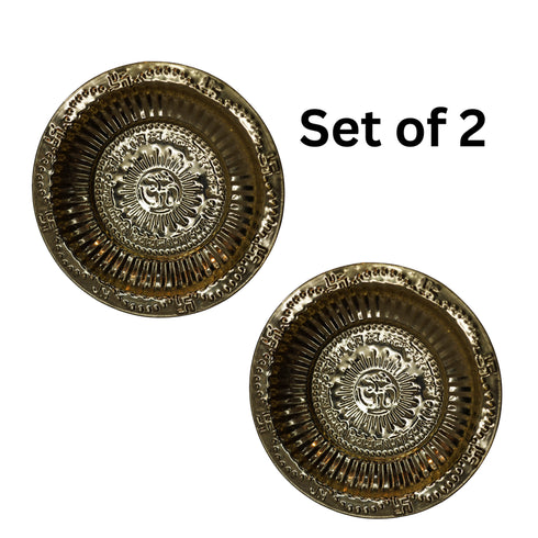 Brass Om Design Pooja Thali Plate