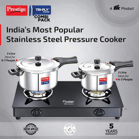 Prestige Tri-ply Svachh Outer Lid Pressure Cooker 5 L Combo