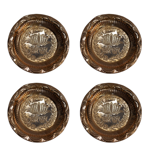 Copper Lotus Design Pooja Thali Plate