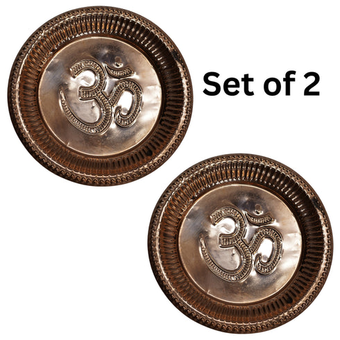 Copper Om Design Pooja Thali with Nakshee