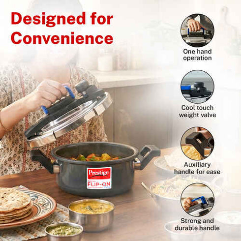 Prestige Svachh Flip-on Mini Hard Anodised Spillage Control Pressure Cooker 2 L