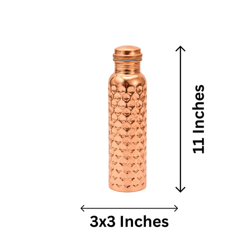 Copper Daimond Hammered Water Bottle 1Litre