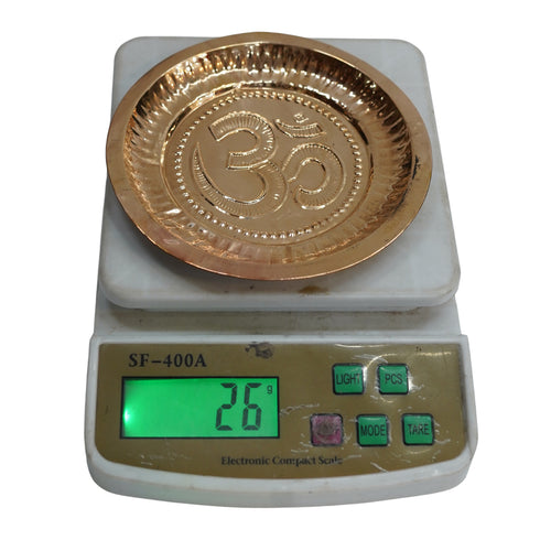 Copper Traditional Om Pooja Plate with Nakshee