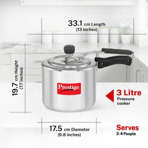 Prestige Nakshatra Plus Svachh Aluminium Spillage Control Pressure Cooker 3 L Silver