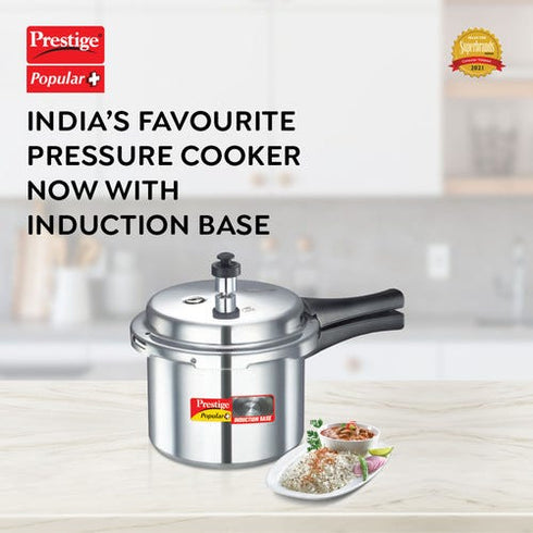 Prestige Popular Plus Virgin Aluminium Gas And Induction Compatible Pressure Cooker 3 L Silver