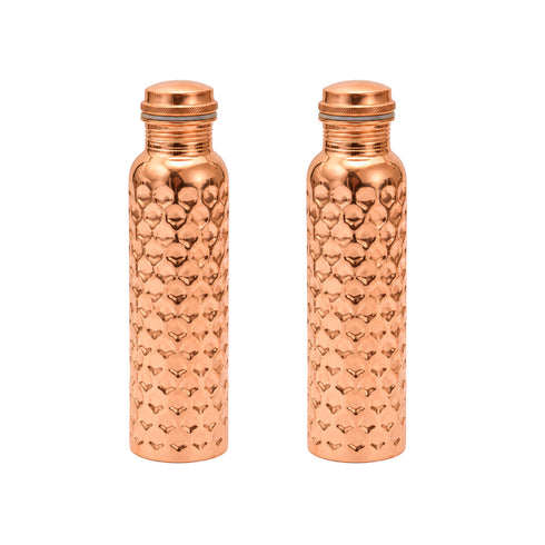 Copper Daimond Hammered Water Bottle 1Litre