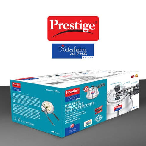 Prestige Nakshatra Alpha Svachh Stainless Steel Spillage Control Handi 5.5 L