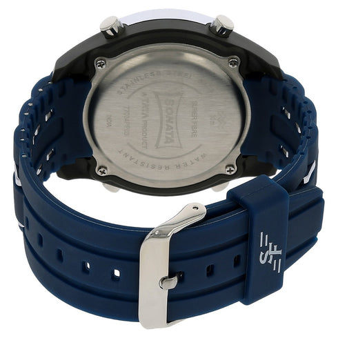 Sonata SF Digital Dial Blue Plastic Strap Watch for Men Style NT77034PP03