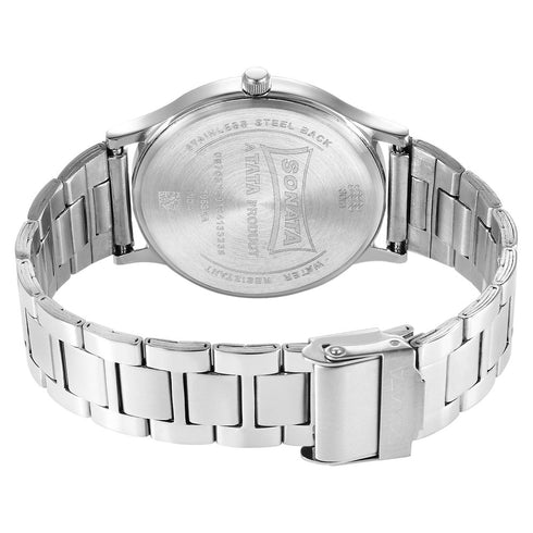 Sonata Aspire Quartz Analog White Dial Stainless Steel Strap Watch for Men