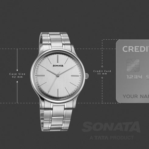 Sonata Aspire Quartz Analog Grey Dial Stainless Steel Strap Watch For Men