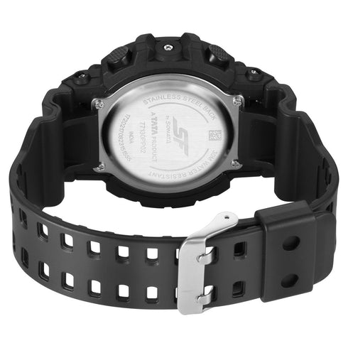 Sonata SF Digital Dial Black Polyurethane Strap Watch For Men