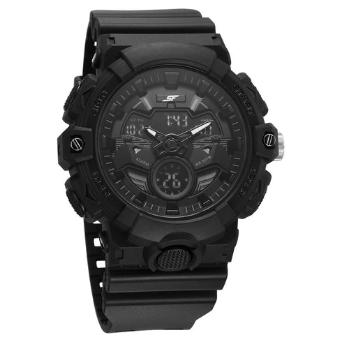 Sonata SF Analog Digital Black Dial PU Strap Watch For Men Style NU77138PP01W