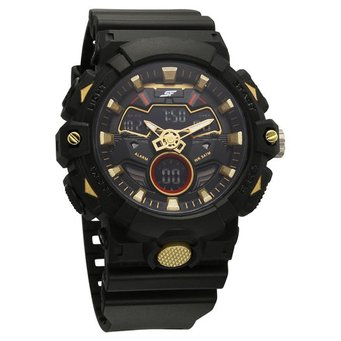 Sonata SF Analog Digital Black Dial PU Strap Watch For Men Style NU77138PP02W
