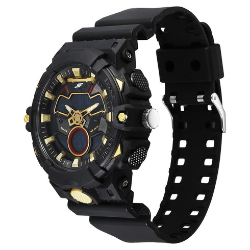Sonata SF Analog Digital Black Dial PU Strap Watch For Men Style NU77138PP02W