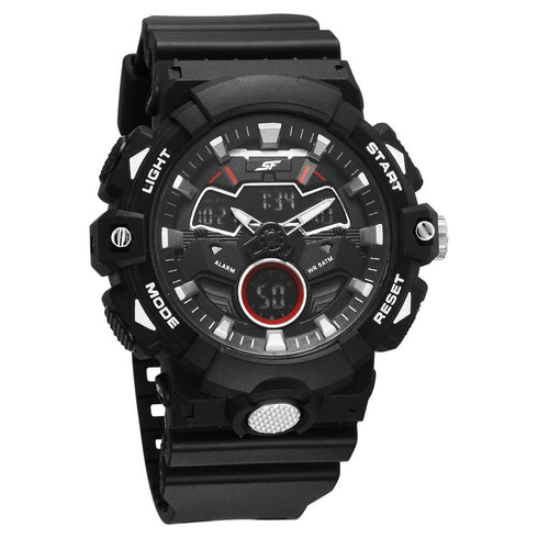 Sonata SF Analog Digital Black Dial PU Strap Watch For Men Style NU77138PP03W