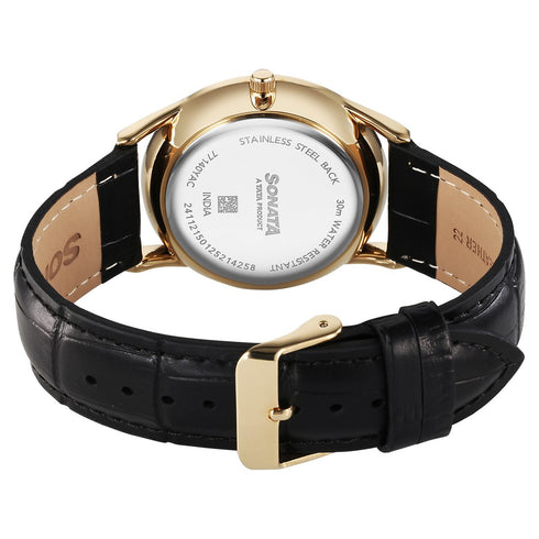 Sonata Eternia Quartz Analog Maroon Dial Leather Strap Watch For Men