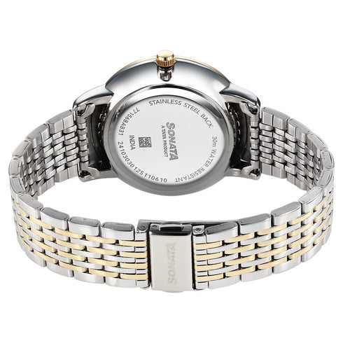 Sonata Eternia Quartz Analog Green Dial Metal Strap Watch For Men