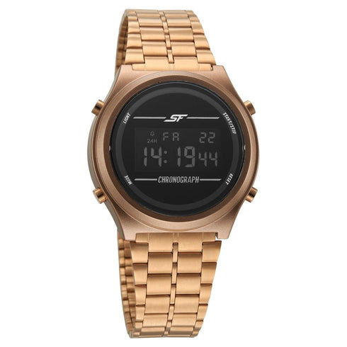 Sonata SF CirQle Digital Dial Rose Gold Stainless Steel Strap Watch For Men