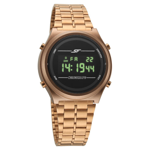 Sonata SF CirQle Digital Dial Rose Gold Stainless Steel Strap Watch For Men