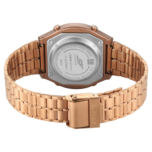 Sonata SF CirQle Digital Dial Rose Gold Stainless Steel Strap Watch For Men