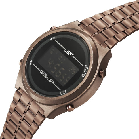 Sonata SF CirQle Digital Dial Brown Stainless Steel Strap Watch For Men