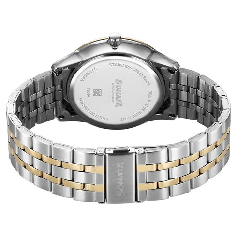 Sonata Eternia Quartz Analog with Date Silver Dial Metal Strap Watch For Men