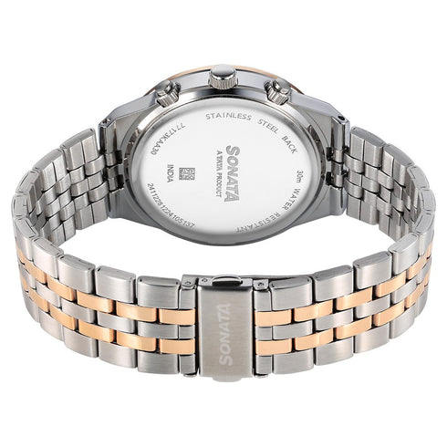 Sonata Eternia Quartz Multifunction Silver Dial Metal Strap Watch For Men