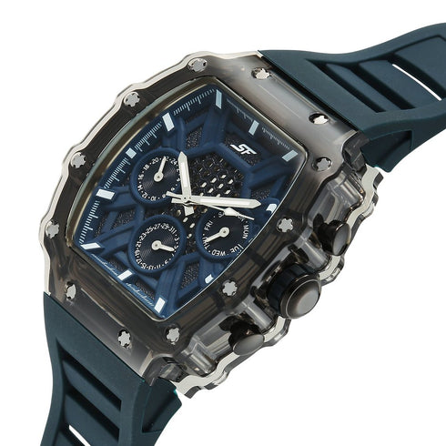Sonata SF Maiden Voyage Sport Watch Blue dial And Strap Tonneau Shaped Case with Multifunction movement
