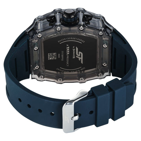 Sonata SF Maiden Voyage Sport Watch Blue dial And Strap Tonneau Shaped Case with Multifunction movement