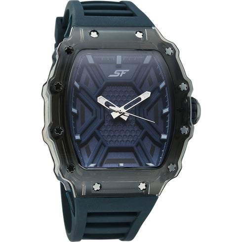 Sonata SF Maiden Voyage Sport Watch Blue Dial And Strap Tonneau Shaped Case