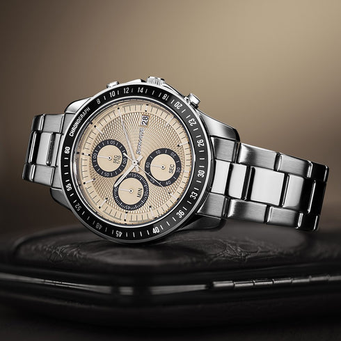 Sonata Chronos Quartz Analog with Date Champagne Dial Silver Colour Stainless Steel Strap Watch For Men