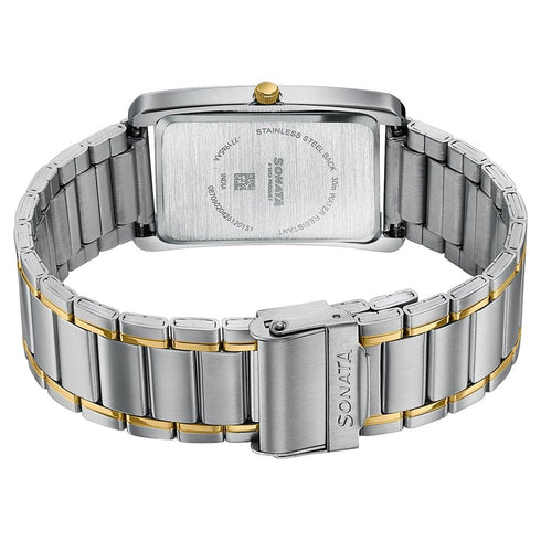 Sonata Ascent Green Rectangular Watch Two Tone