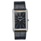 Sonata Ascent Black Rectangular Watch with Black Leather