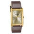 Sonata Ascent Gold Rectangular Watch with Brown Leather