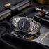 Sonata Vector Black Textured Dial Silver Tone Bracelet Watch for Men
