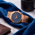 Sonata Vector Blue Dial Rose Gold Tone Bracelet Watch for Men