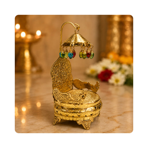 Pure Brass Singhasan with Chatra for idols