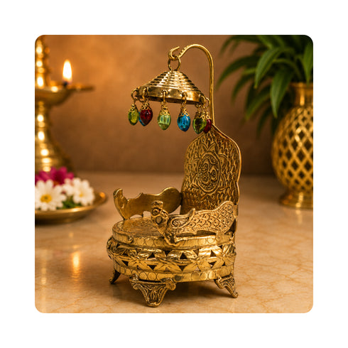 Pure Brass Singhasan with Chatra for idols
