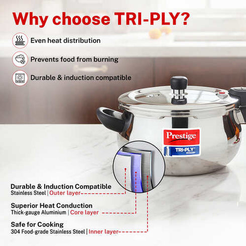 Prestige 5 Litre Triply Svachh Outer Lid Pressure Cooker 5 L